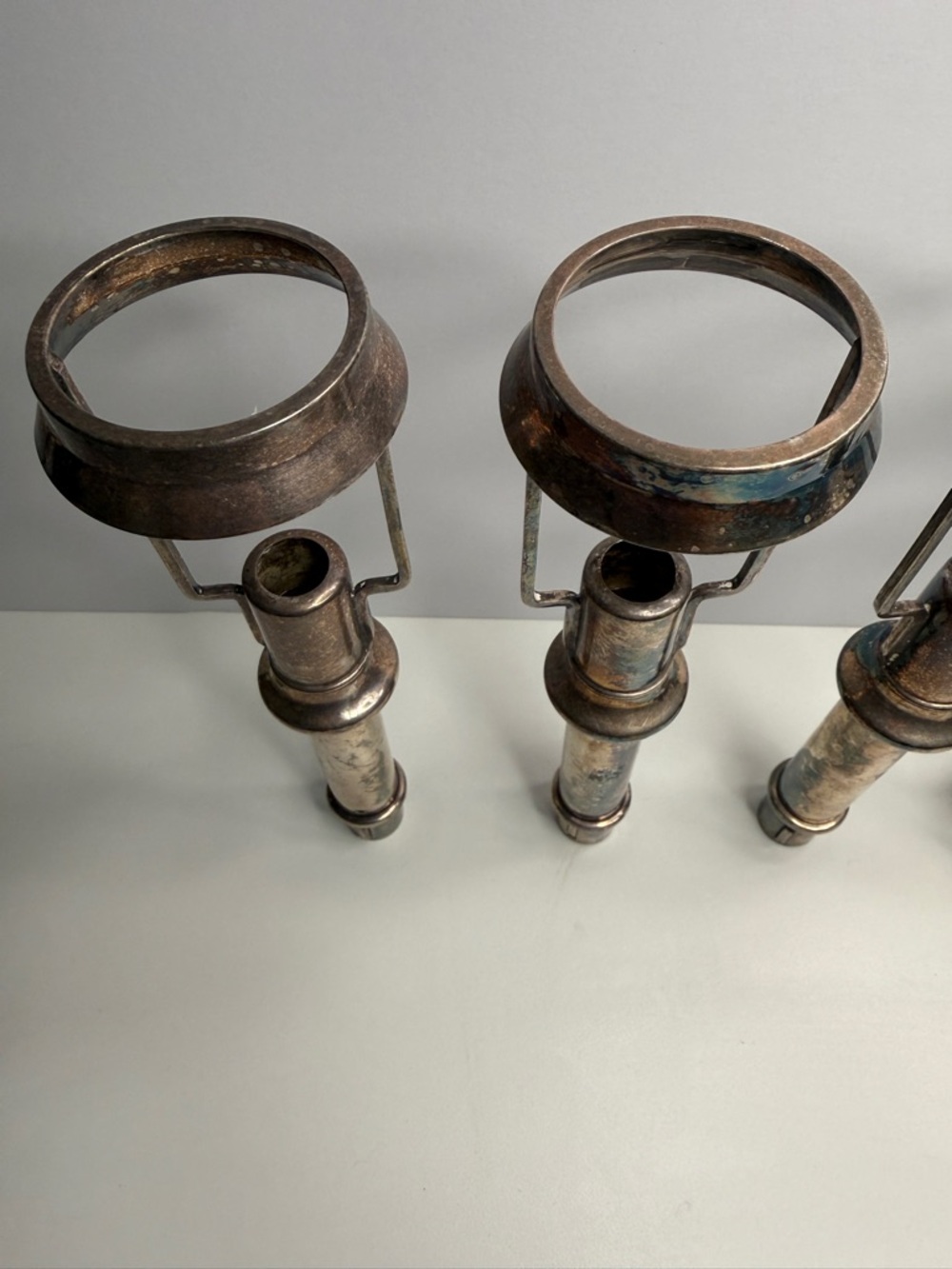 Antique silver plate Lamp Harps and Sockets Set of 4 - Tiffany style candle lamp - Picture 9 of 14
